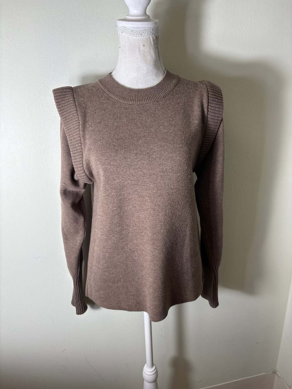 Sea New York Brown Long Sleeve Crew Neck Sweater Sz S